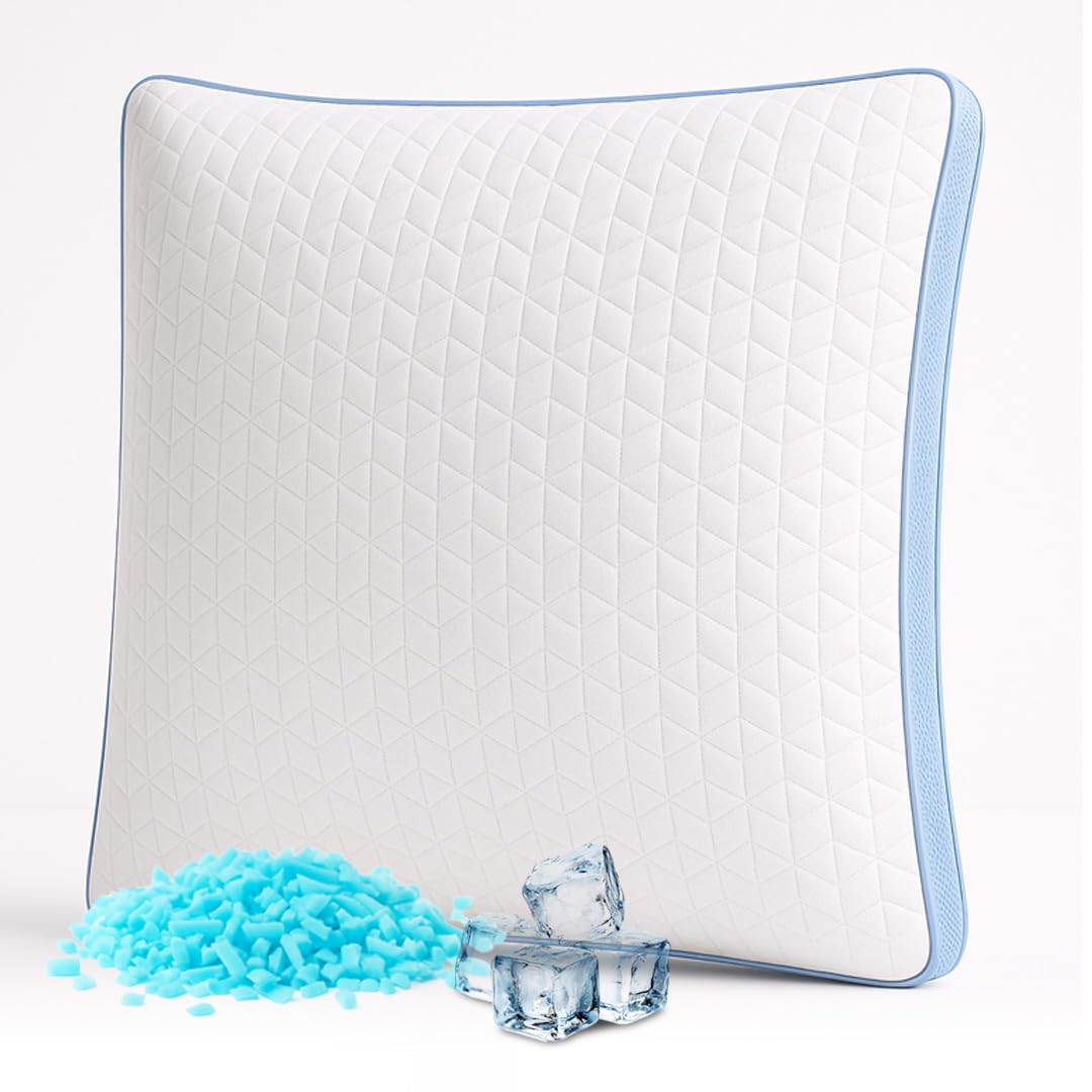 MKS Cuscino nuvola Air 60 x 60 cm - Cuscino per collo in memory foam regolabile in altezza con gel rinfrescante - Cuscino ergonomico per chi dorme lateralmente, schiena e