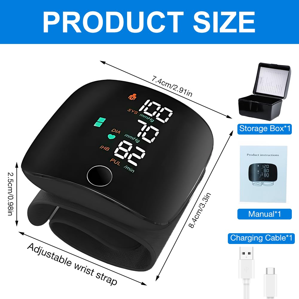WDKXCN Wrist Blood Pressure Monitor, Accurate Blood Pressure Monitors Wrist with 99x2 Reading Memory, Bp Machine with Large Led Screen & Automatic Voice, for Adult Elder at Home or Travel : Amazon.co.uk: