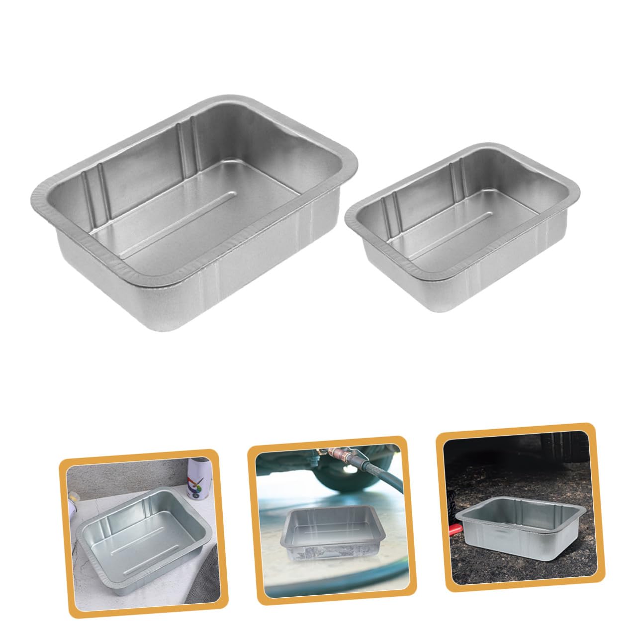 Bandeja de Goteo de Aceite Metálica Engrosada 2 Tamaños (pequeña y Grande) para Mantenimiento Automotriz, Resistente, sin Fugas, Adecuado para Reparaciones y Cambios de Aceite