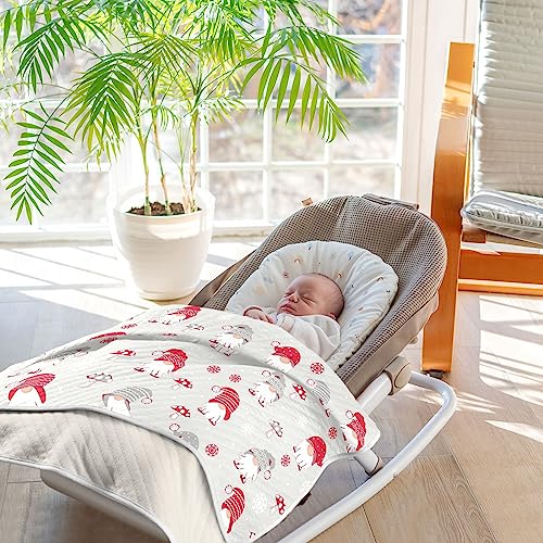 Image of Swaddle Blanket for Gnomes with Mushroom Baby Receiving Blanket Muslin Baby Swaddles Soft Cotton Breathable Nursery Blankets for Unisex Boys and Girls 30x40 Inch