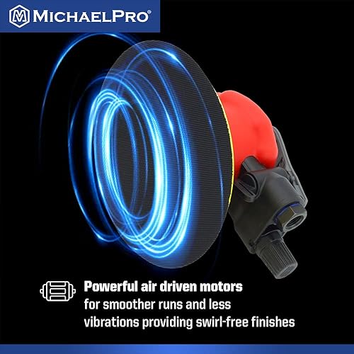 Miniatura 4 de MichaelPro MPA01041 Lijadora de órbita aleatoria | 6 pulgadas | 0.197 in, lijadora neumática de palma para madera, compuestos, metal