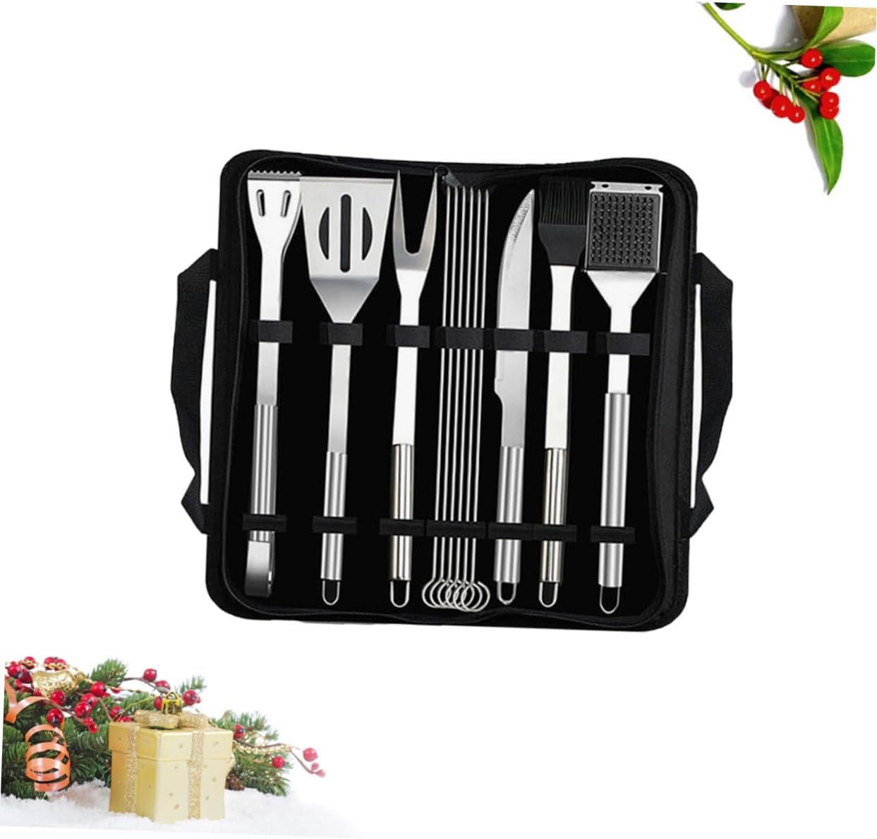 PRETYZOOM 12pcs Stainless Steel Barbecue Tools Set with Bag Grill Spade Brush Cutter and Tweezers for Camping and Picnics and Convenient BBQ Accessories