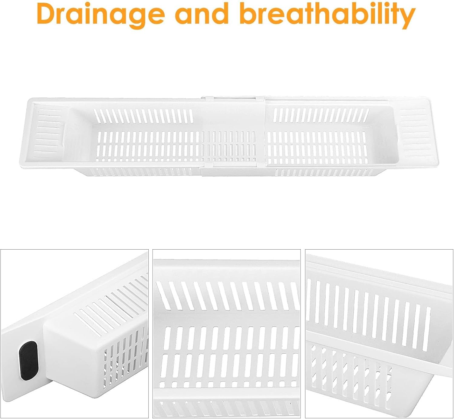 Plateau De Baignoire, Support De Rangement Rétractable, Panier De Rangement pour Organisateur de Jouets de Bain, Plateau de Bain étagère de Rangement, pour Shampoing, Gel Douche, Vêtements, Serviet