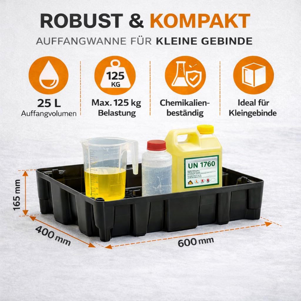 CEMO 10704 PE-Auffangwanne "25 HD", schwarz, 25 L