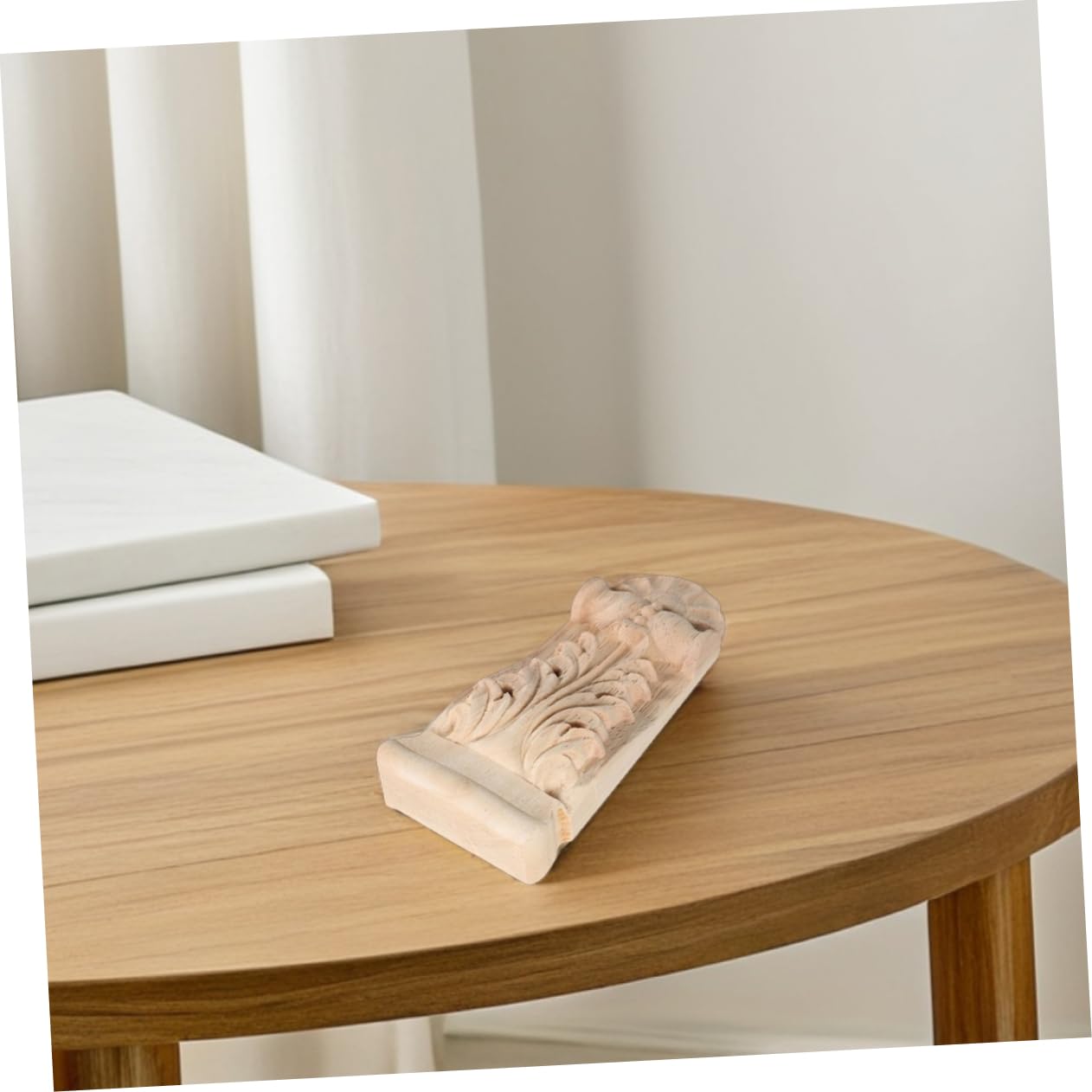 NUOBESTY 2 Stück Holzschnitzerei Dekoration im Europäischen Landhausstil Holzsäulen Konsolen mit Eleganter Holzapplikation für Wohnungszubehör und Möbeldekoration