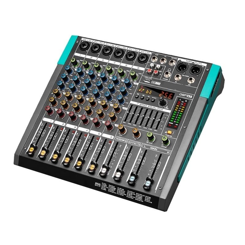 Mezclador de audio Mezclador profesional, consola con placa de sonido de 6 canales, interfaz del sistema de mesa de mezclas