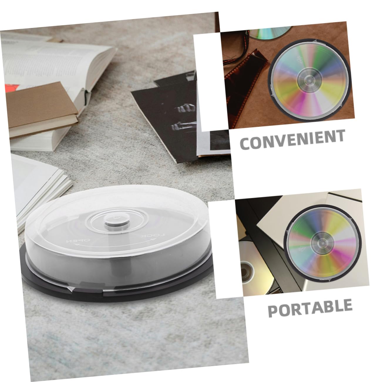 Garneck Boîtes de Rangement pour DVD en PP, Lot de 4pcs, Capacité 10 Disques, Élégant et Pratique pour Bureau et Maison, Protection et Organisation des CD/DVD