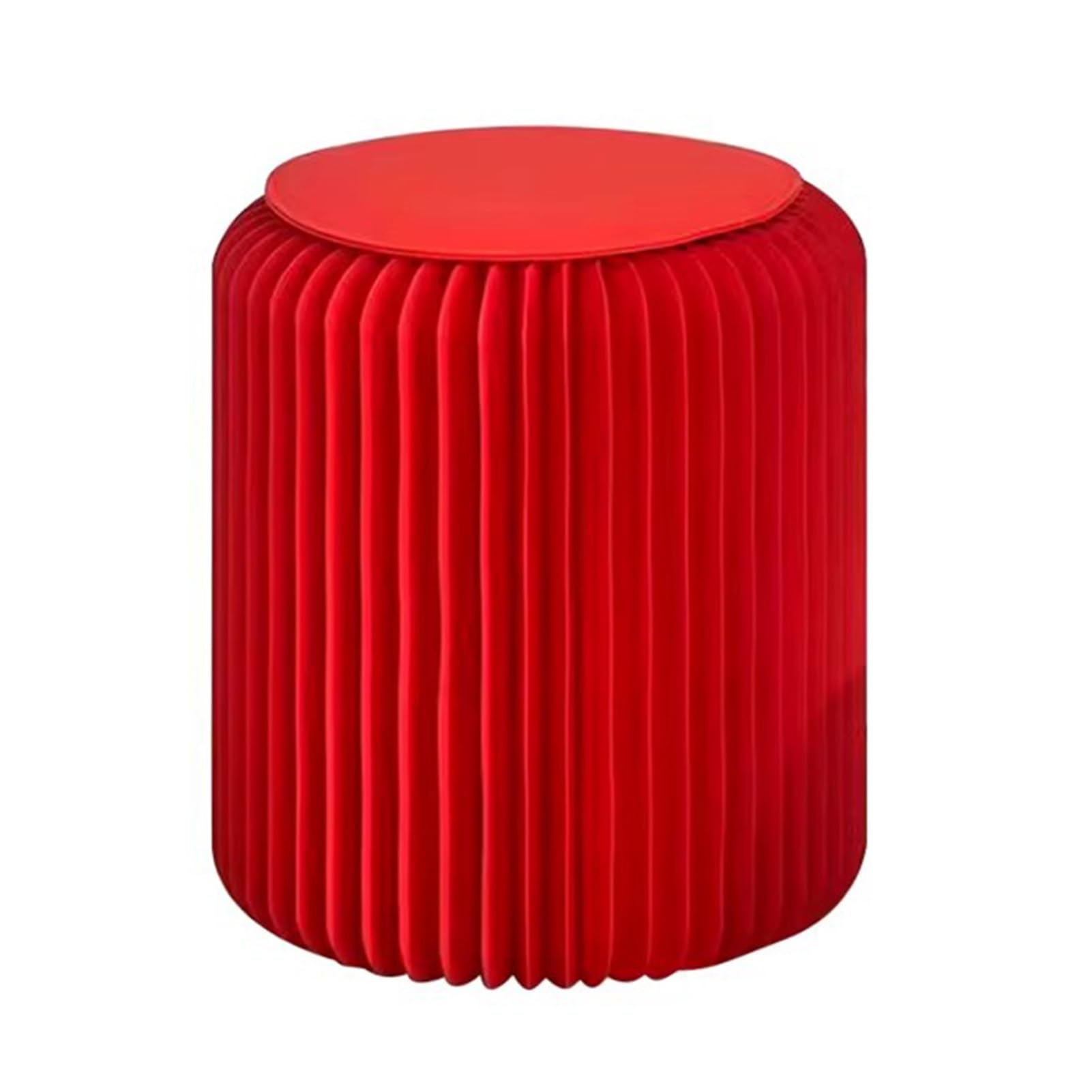 Circular Kraft Paper Water-Resistant Stool with PU Cushion, Creative Accordion Folding Chair, Shoe Changing and Makeup Bench(32x37cm/12.6x14.6)