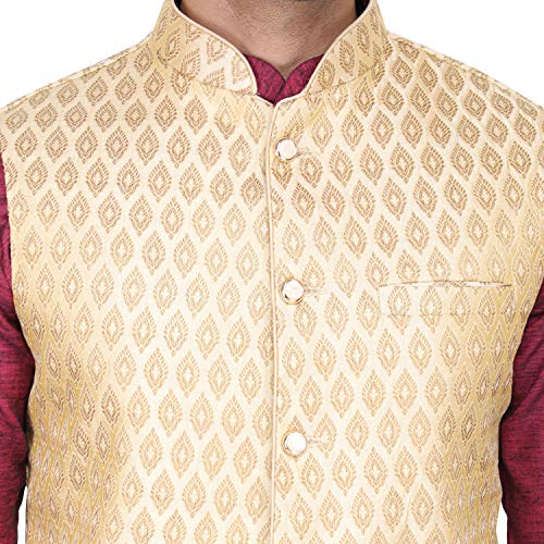 Image of Badoliya & Sons Men's Brocade Zari Nehru Jacket /Waist Coat