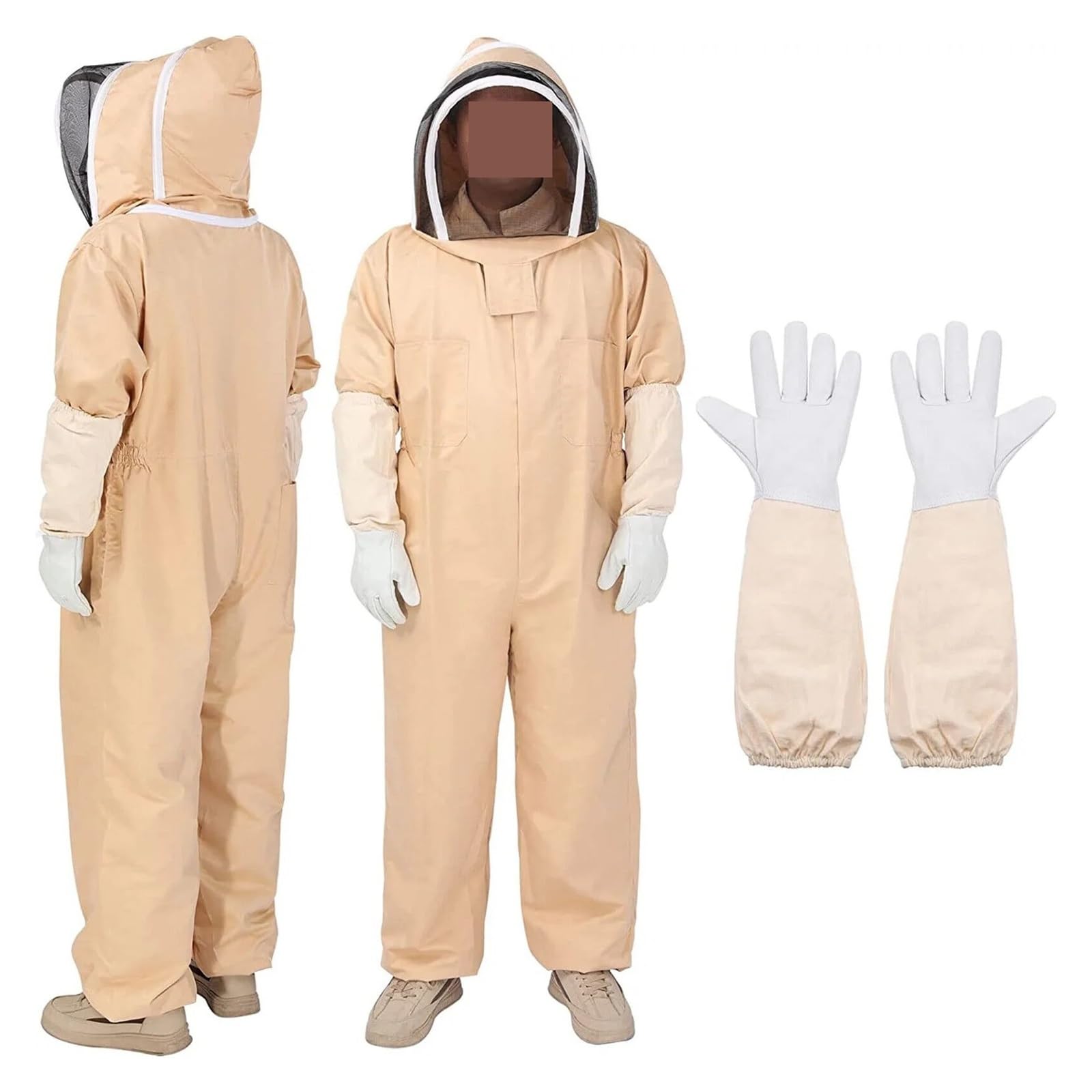 Full Body Ventilated Beekeeping Suit with Veil and Gloves, Protective Bee Jacket(XXL)