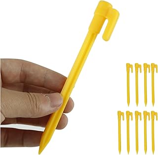 【10本】AQUALOACH プラスチック ペグ 14.5cm 軽量 プラペグ タープ テント用 芝生 砂地 キャンプ アウトドア 固定用 杭 (イエロー)