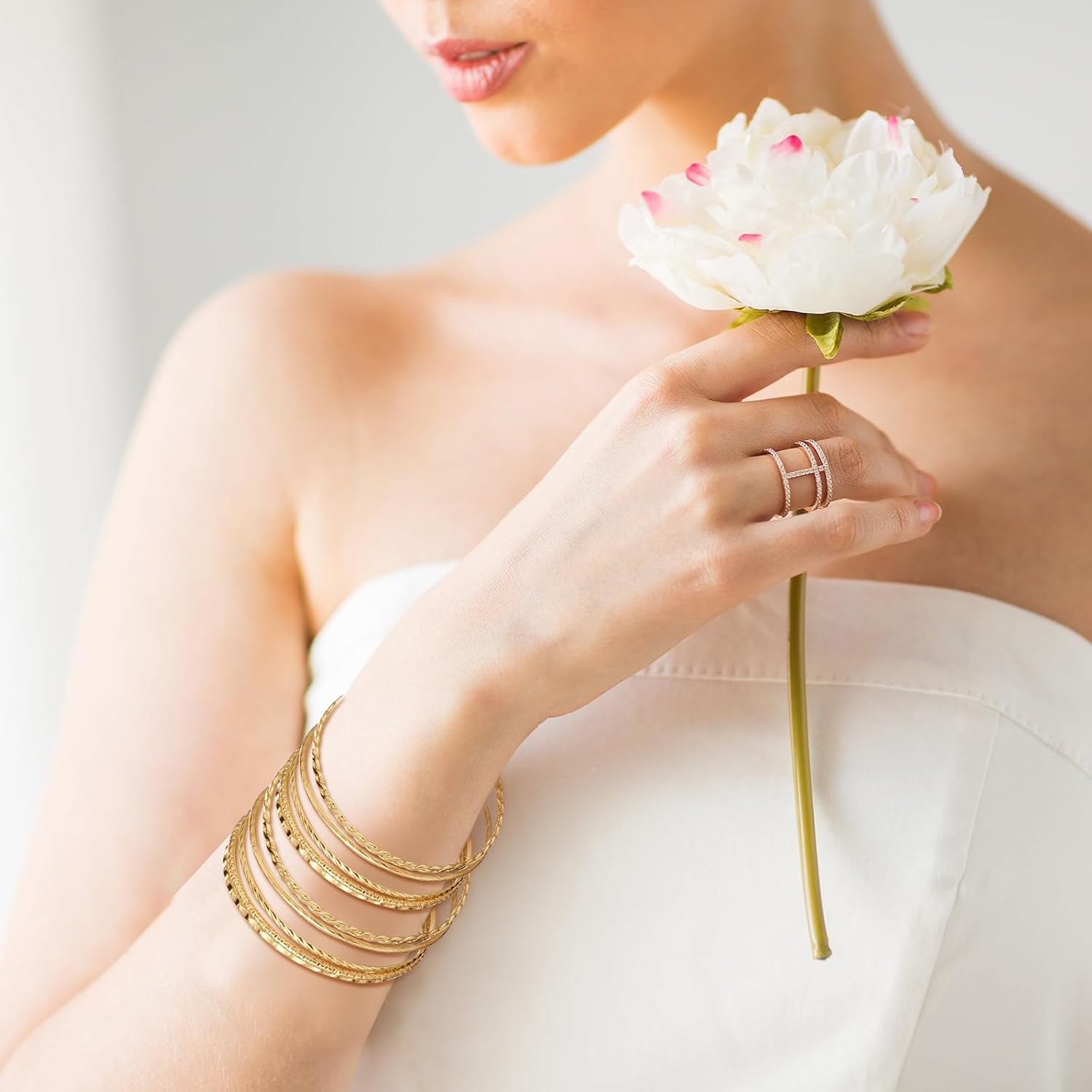 50 Pcs Gold Bangle Bracelets Set for Women Diameter 2.6 Inches/ 6.7 cm Boho Stackable Textured Bracelets Indian Chunky Multi Layer Bangles Gold Jewelry for Women Wedding Gift - Image 5