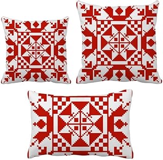 DIYthinker - Juego de fundas de cojín con diseño de mosaico, color rojo