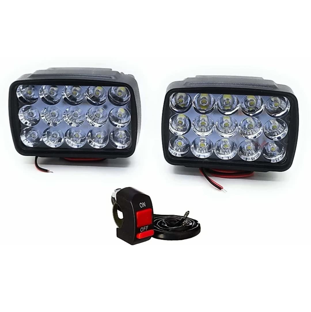 Vls 15 Led White Bike Led Light Driving Waterproof Headlights Fog Lamp Lighting Accessories Anti-Fog Spot Light Auxiliary Headlight with Switch