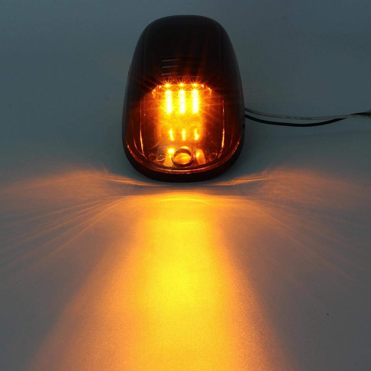 5 X Cab Marker Light, Smoke Lens Amber LED Housing Cab Roof Running Lights, Top Clearance Light Harness w/Wiring Pack Compatible with 1999-2002 Dodge Ram 2500 3500 Pickup Trucks