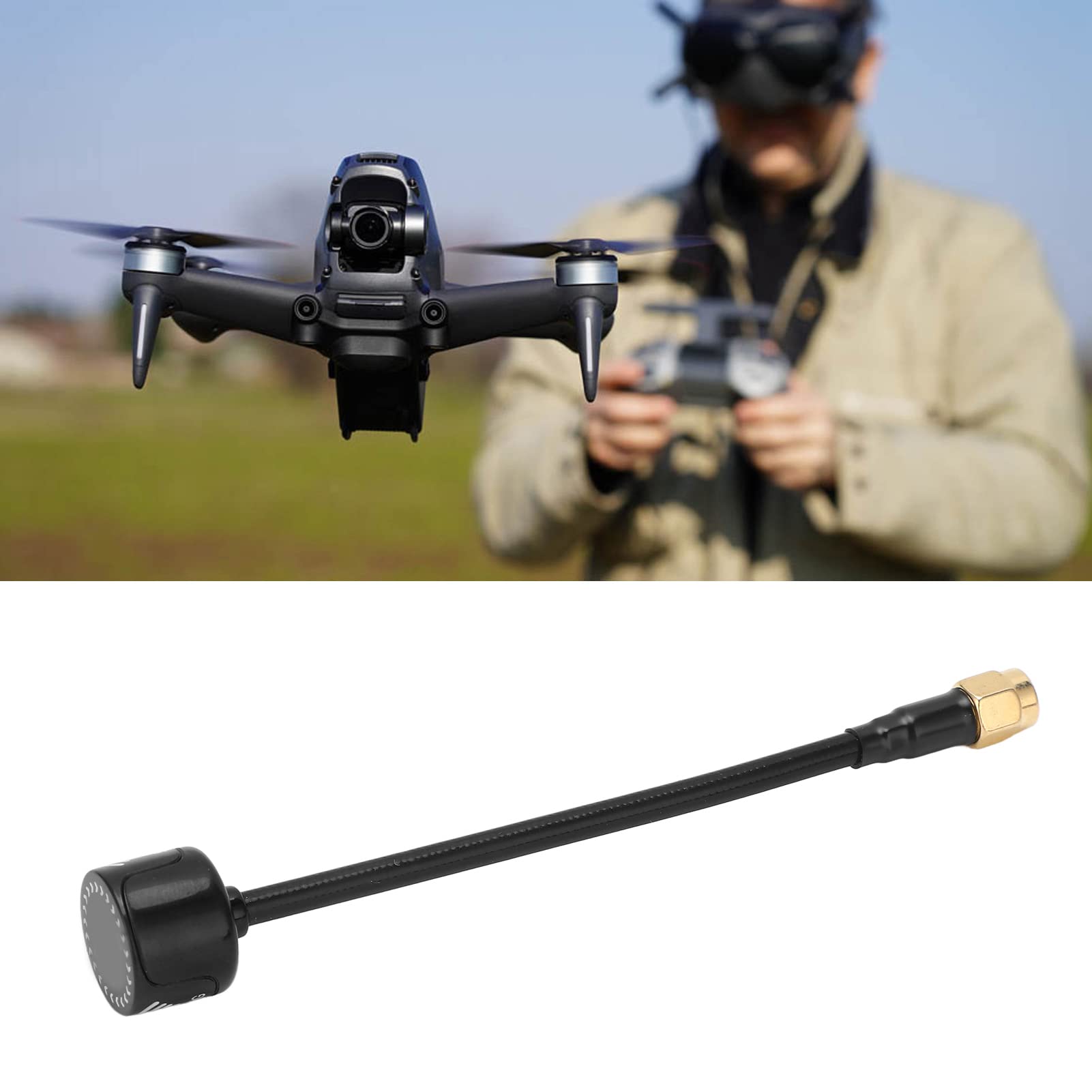 Antenna da 125 Mm 5,8 GHz 2,5 Dbi per Telecomando FPV Drone Antenna RHCP Resistente Agli Urti (Nero)