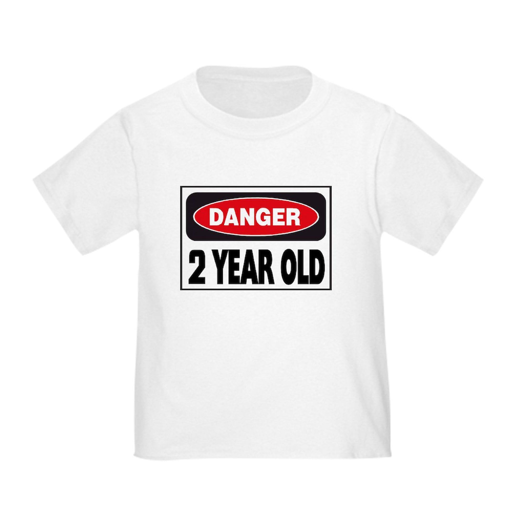 CafePress 2 Year Old Danger Sign Toddler T Shirt Toddler Graphic Tee, 100% Cotton White