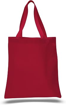 12 Pack 1 Dozen - Heavy Cotton Canvas Tote Bags Red