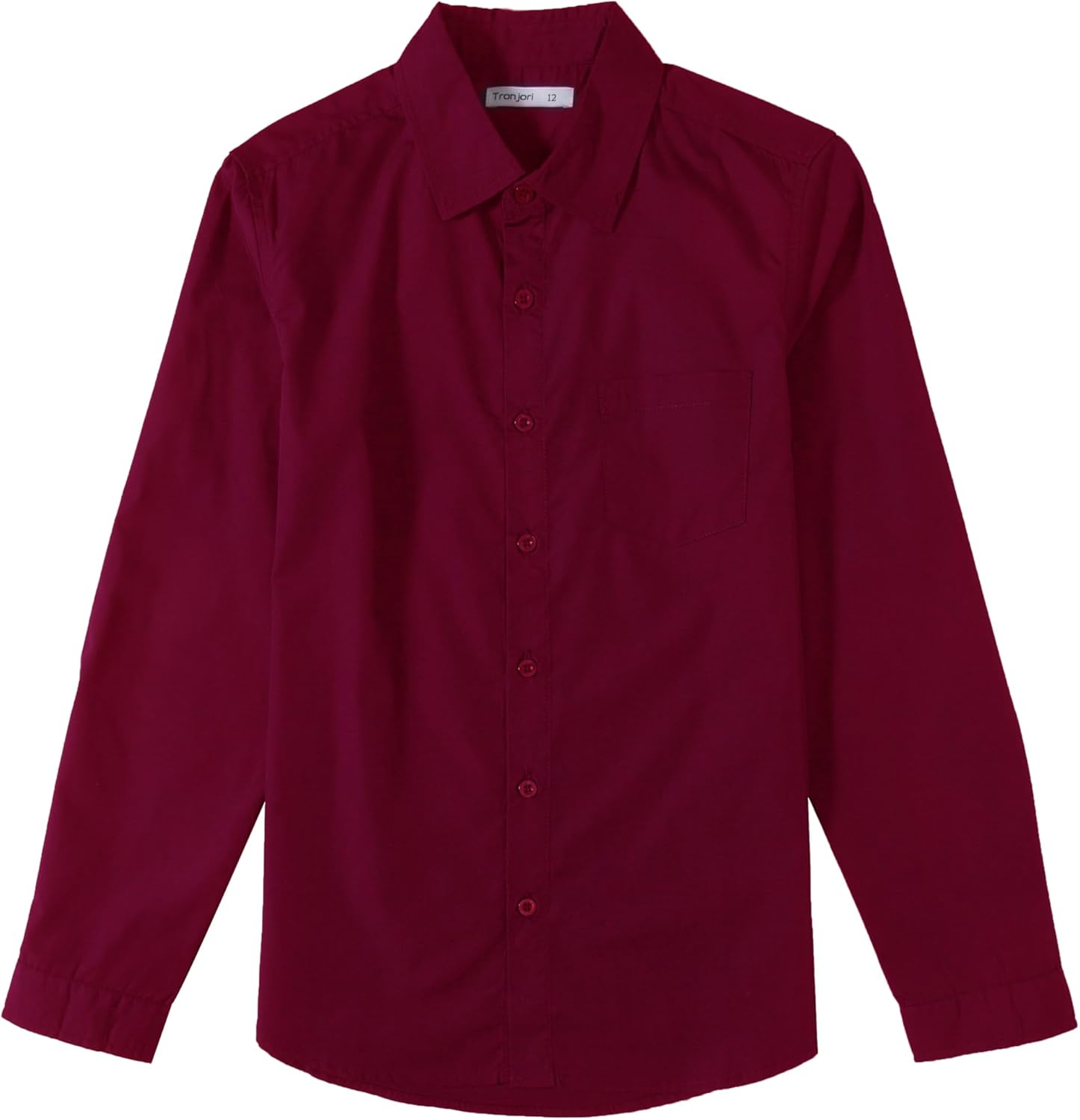 Tronjori Boys Long Sleeve Button Down Dress Shirt School Uniform