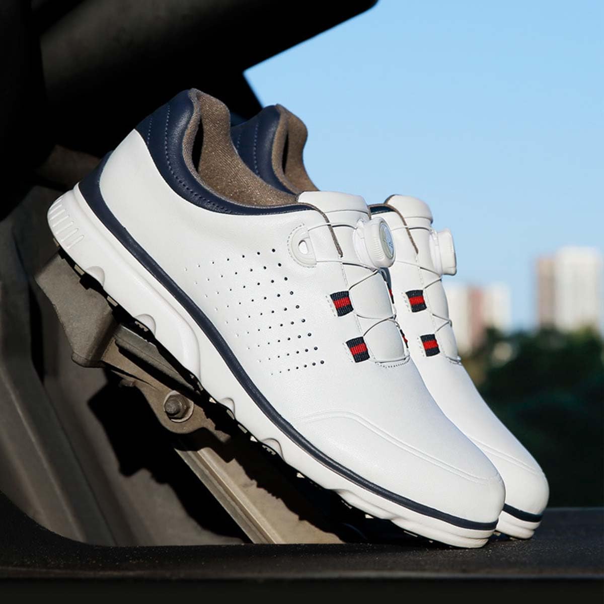 Zapatos de Golf de Cuero sin Clavos Impermeables para Hombre