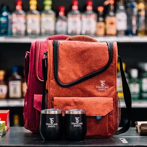 Miniatura 5 de Traveling Spirits Portador de vino aislado  Bolsa de viaje de vino de 2 a 3 botellas con vasos de vino de acero inoxidable  Bolsa enfriadora de vino