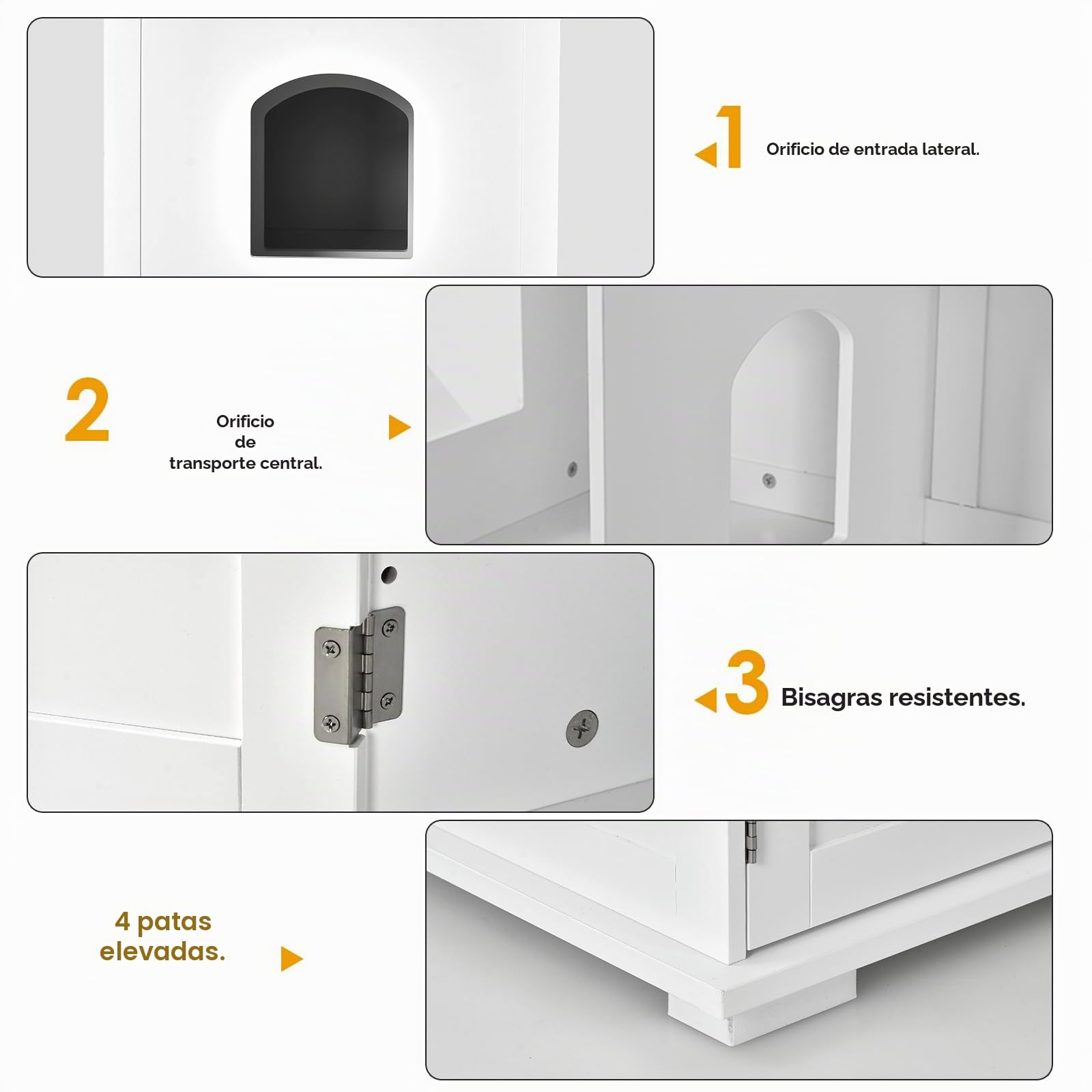 GOPLUS Casa para Gatos, Inodoro para Gatos con Separador Interior extraíble, Armario para Gatos con Orificio de Entrada y Ventana de Cruz y 2 Puertas magnéticas, 81 x 53 x 49 cm (Blanco)