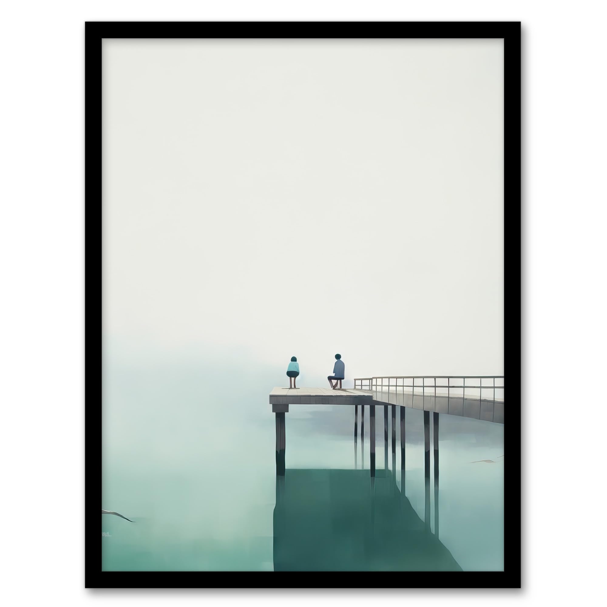 Artery8 The End Of The Pier By Amy Denver Minimalist Soft Pastel Calm Minimalism Simple Modern Artwork Artwork Framed Wall Art Print 18X24 Inch