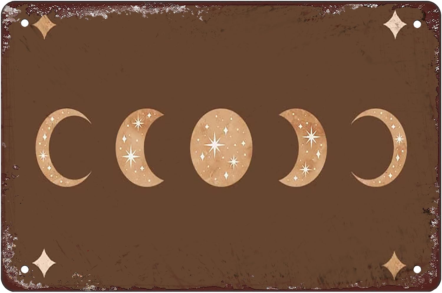 Kwqdozf As Pic Vintage Metal Tin Sign Boho Moons Wall Art For Home Kitchen, 8X12 Inch