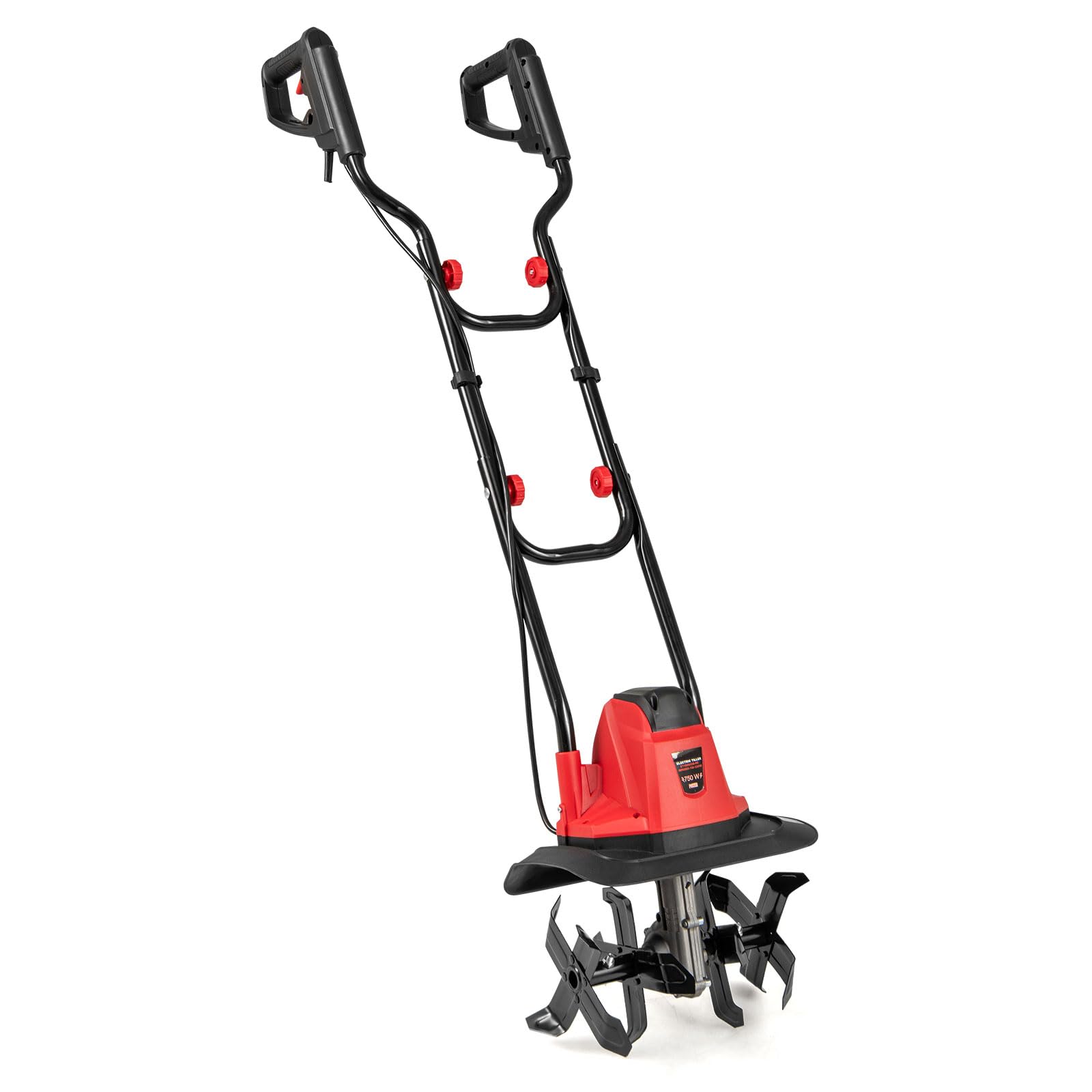 GOPLUS Motobineuse Electrique Filaire 750W, Motoculteur Manuelle à Fraise 10 A, Largeur de Travail et Profondeur de Travail 22 cm, Ameublisseur Électrique, Fraiseuse de Jardin (Rouge,Largeur 32,5)