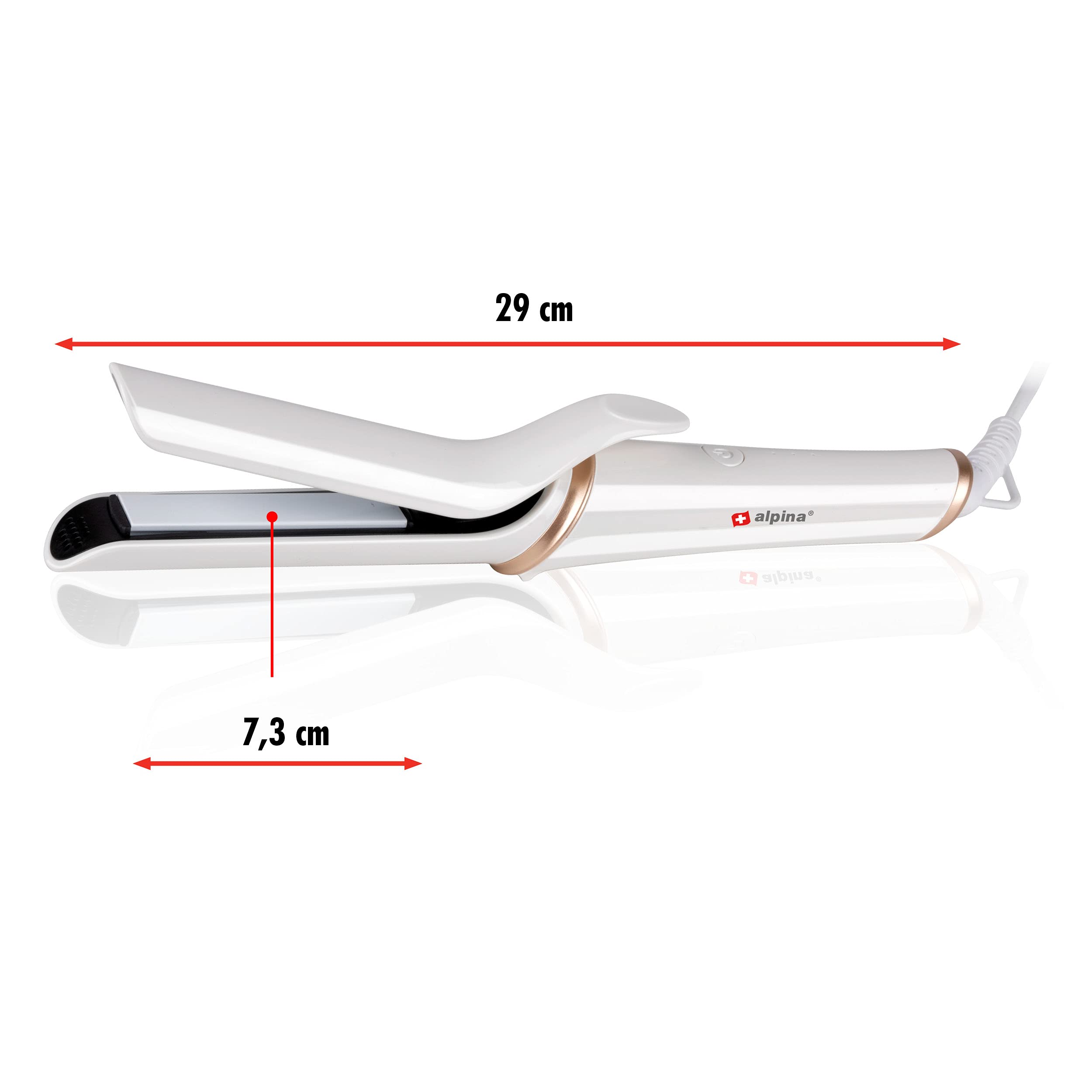 Alpina Hair Straightener with Ceramic Plates, 3 Temperatures, Smooth, Smooth and Shiny Hair - Image 2