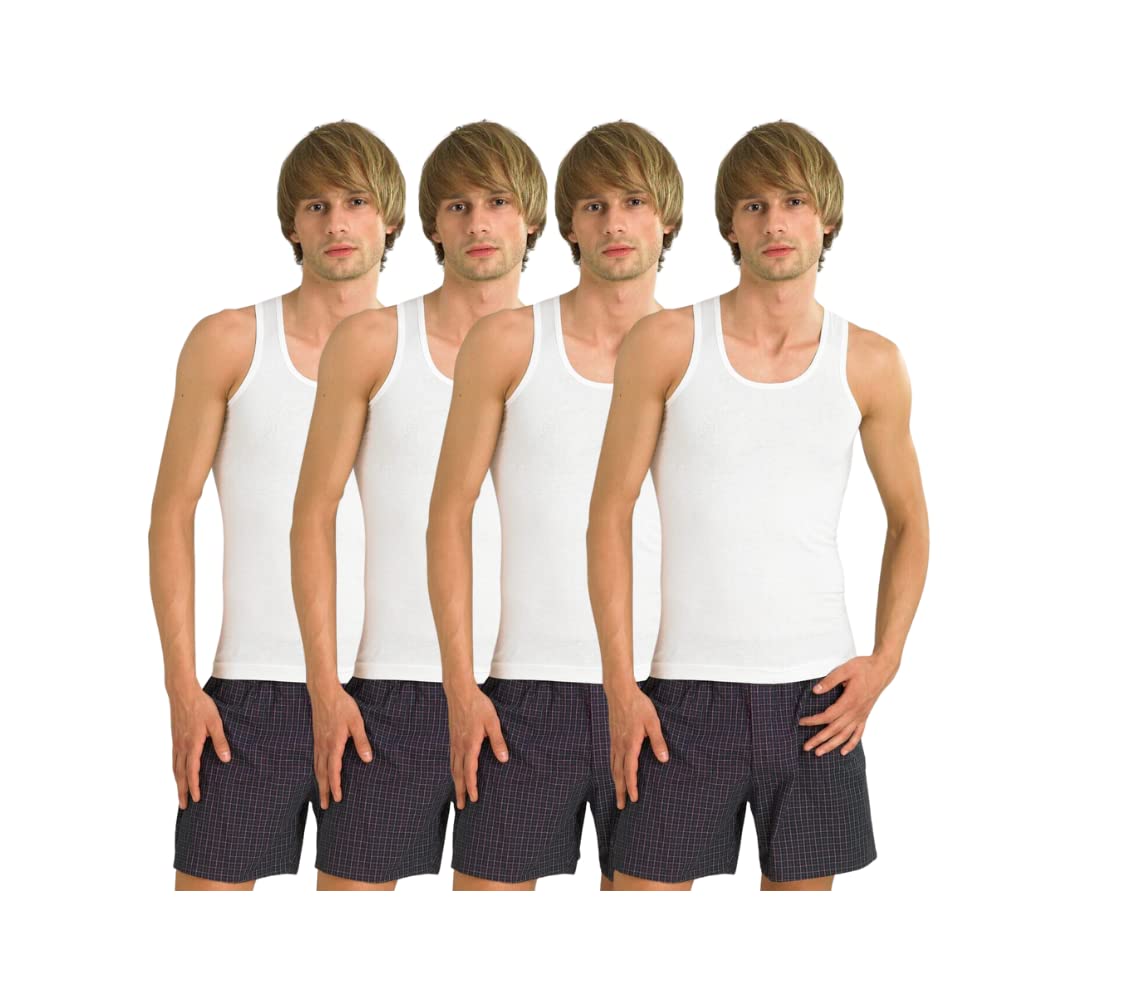 FMOMen's Super Combed Cotton Sleeveless Vest (Pack of 4)