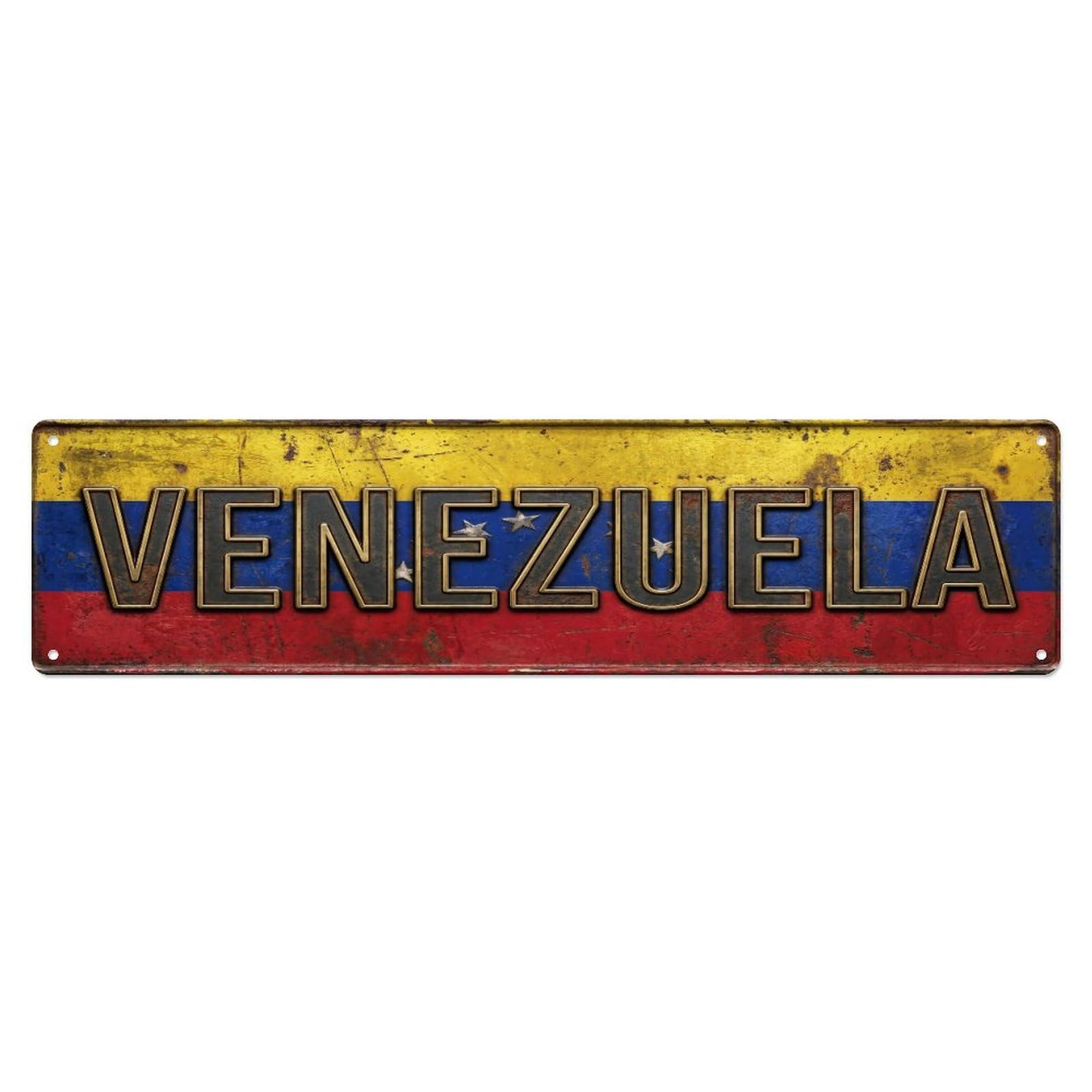Fqcyn Style Metal Tin Sign Vintage Venezuela Flag Pattern
