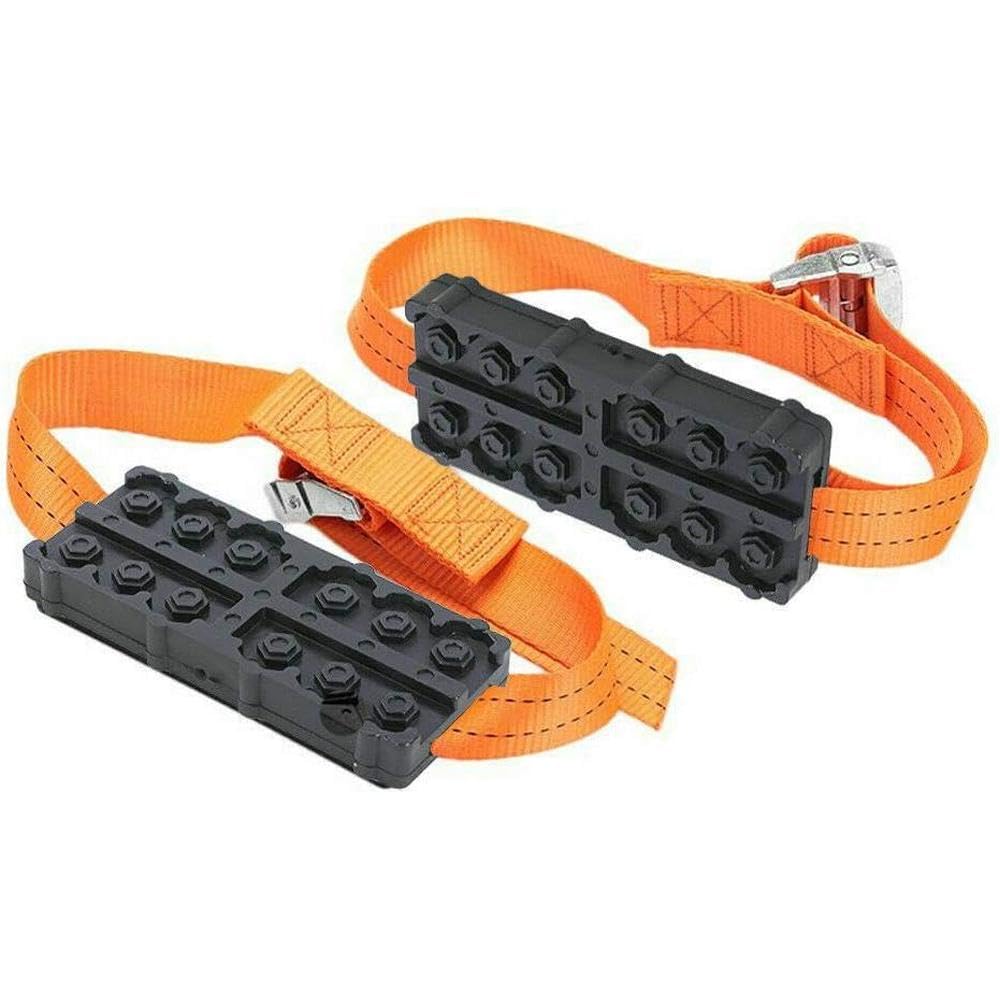 Riloer Lot de 2 chaînes antidérapantes pour voiture, dispositif de traction de pneu pour neige, boue, sable, SUV, chaînes à neige en caoutchouc et nylon Orange