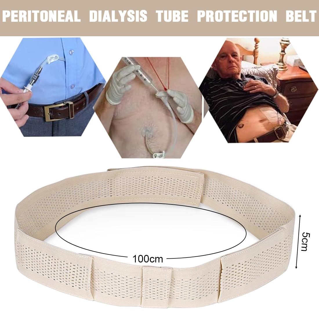 DIFLAX Cintura Per Dialisi Peritoneale - Fissa Il Catetere, Traspirante, Regolabile, Taglia L (39-60 Pollici)