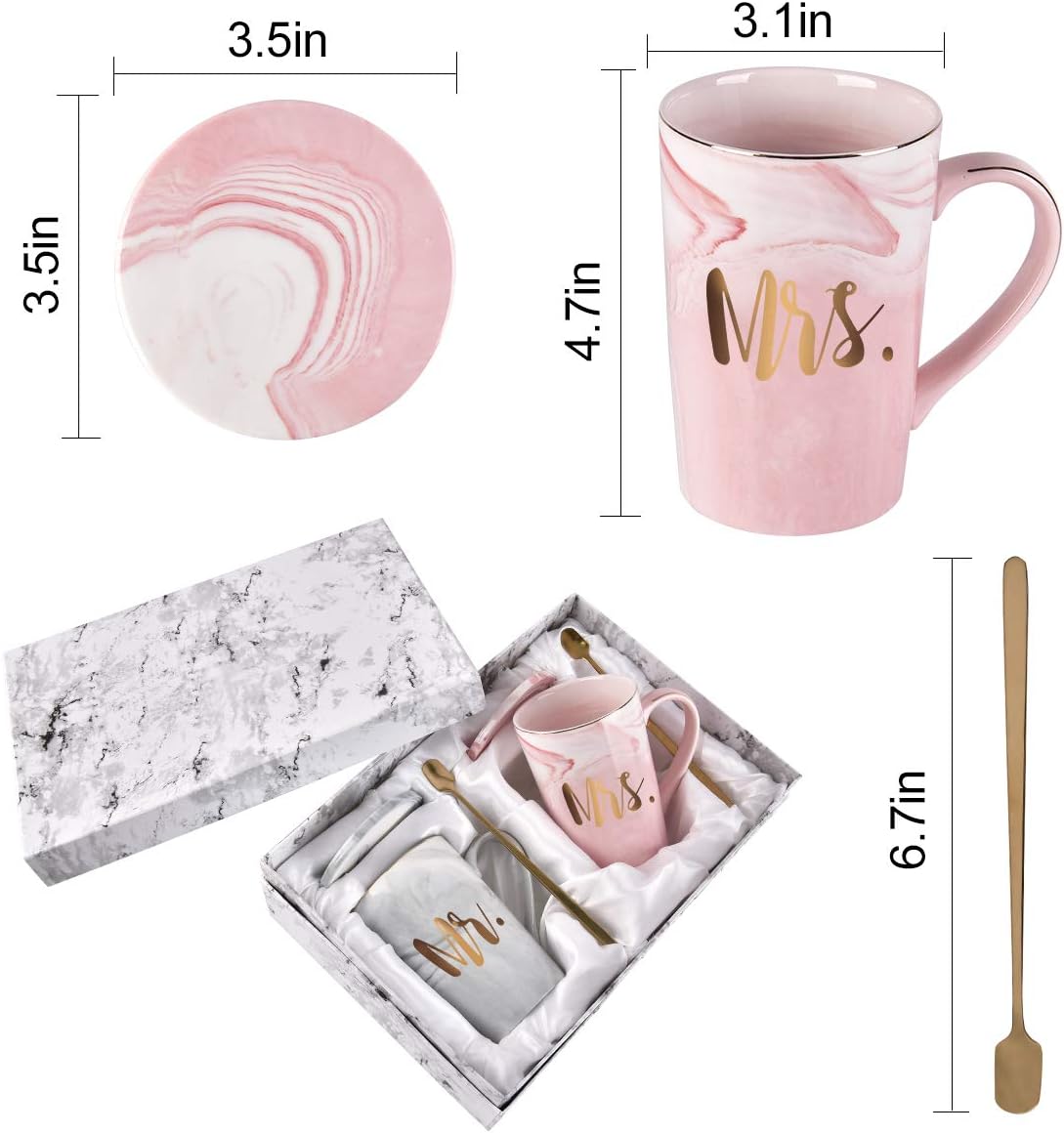 Frее Shірріng оƒƒеr Mr and Mrs Couple Marble Coffee Mug Set Engagement Wedding Valentine's Day Bridal Shower Gifts Mugs for Couples Marble Cups 14 Ounce with Gift Box Bеѕt Dеаl 🛒 Mr and Mrs Couple Marble Coffee Mug Set Engagement Wedding Valentine's Day Bridal Shower Gifts Mugs for Couples Marble Cups 14 Ounce with Gift Box