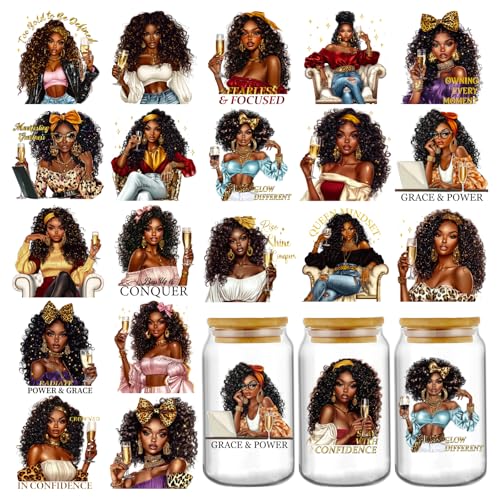 Black Girl UV DTF Sticker African American UV DTF Cup Wraps for 16 oz Glass
