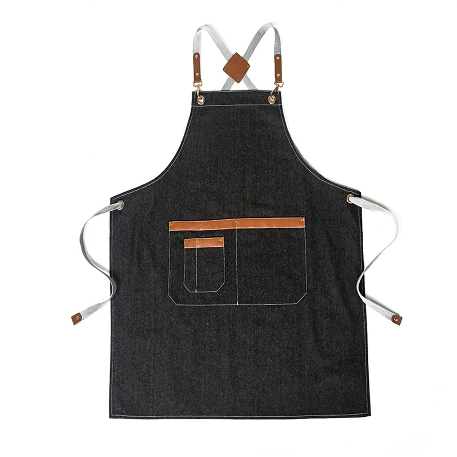 Delantal de Trabajo con Bolsillos Delantal vaquero for hombre y mujer, delantales de cocina, tela vaquera, Mandiles trabajo, bolsillos múltiples, camarero, limpieza restaurante
