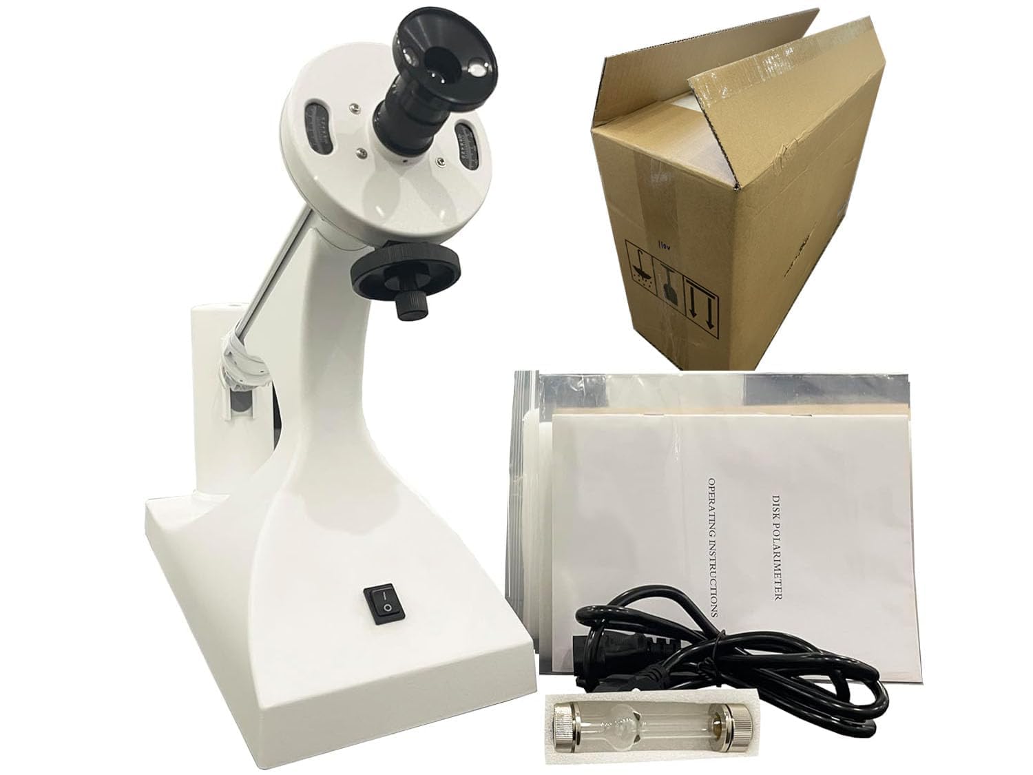 Manual Polarimeter Disc Polarimeter With plus minus180 degree Optical Rotation Measurement 100mm and 200mm Polarimeter Tube