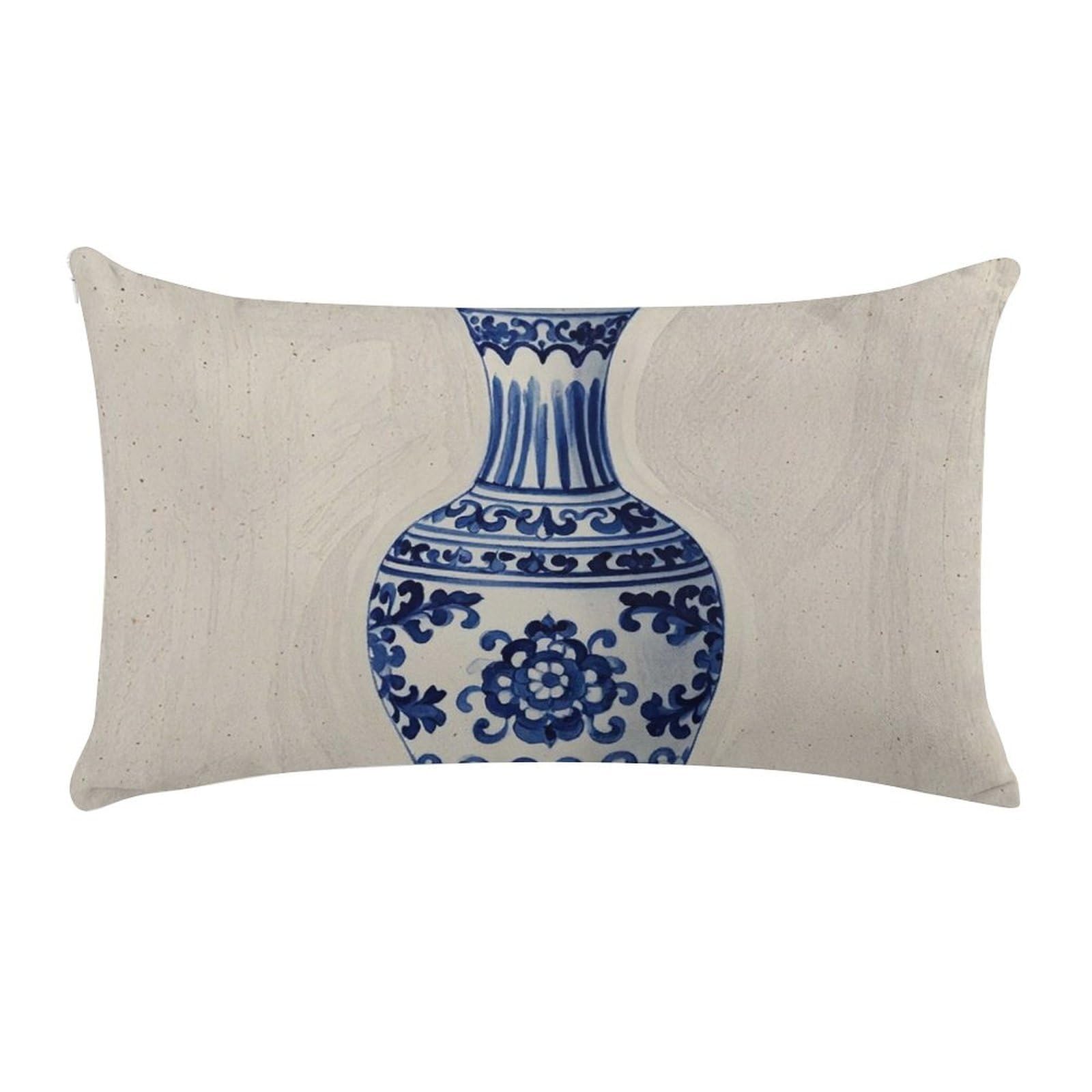 Chinese Blue Porcelain Vase Pillow Cases for Sofa, Super Soft Plush Pillow Cover with Zipper, Luxury Cozy Pillow Shams for All Seasons, Lightweight Pillowcases for Bedroom, 12" X 20"