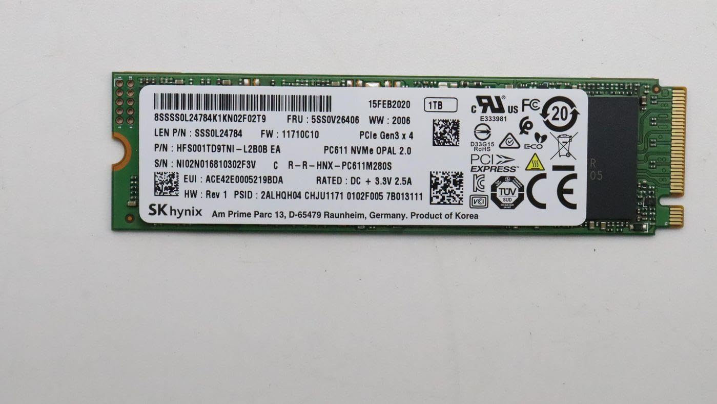 Lenovo SSD M.2 PCIe NVMe FRU SSD 1TB RoHS SK Hynix M.2, FRU5SS0V26406 (RoHS SK Hynix M.2)