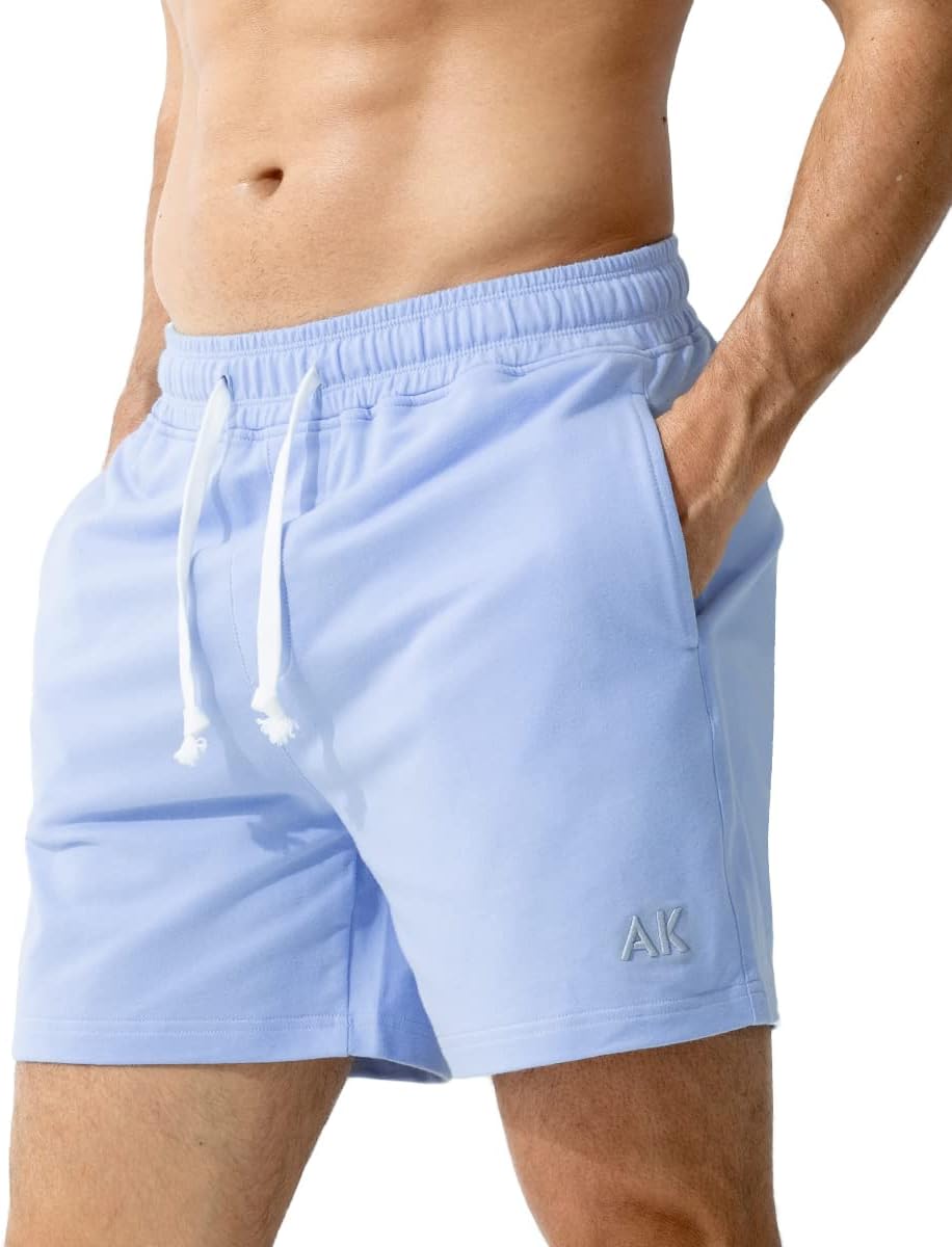 Arjen Kroos Men Sweat Cotton Shorts with Zipper Pockets 5 Inch Athletic Gym Stretch Workout Short