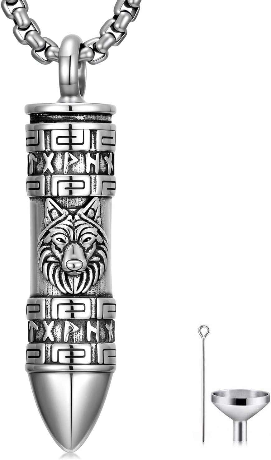 Urn Necklaces for Ashes 925 Sterling Silver Cat/Dog/Lion/Wolf/Deer/Crow Bullet Urn Necklace Cremation Memorial Keepsake Jewelry for Men Women Unisex
