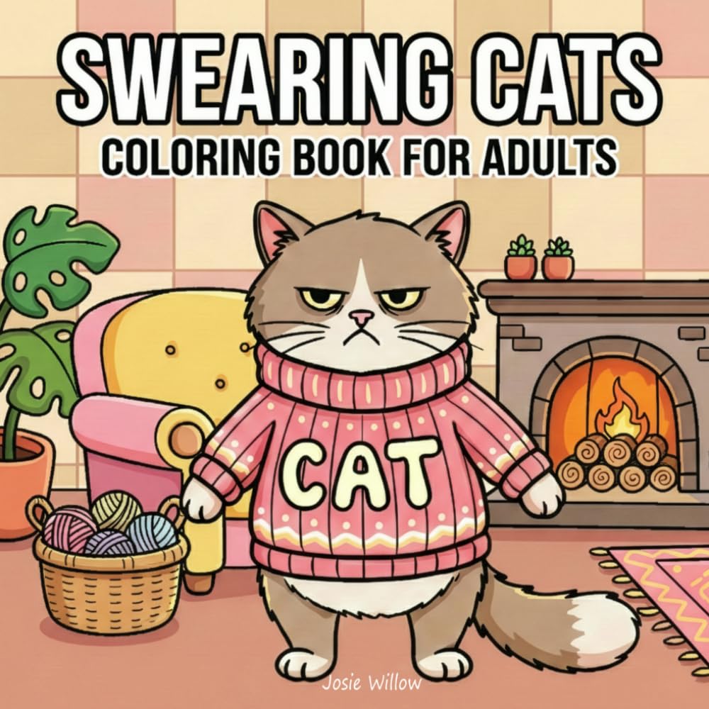 Swearing Cats Coloring Book for Adults: Funny Cussing Felines Full of Sassy Wit, for Relaxation and a Little Naughty Fun.
