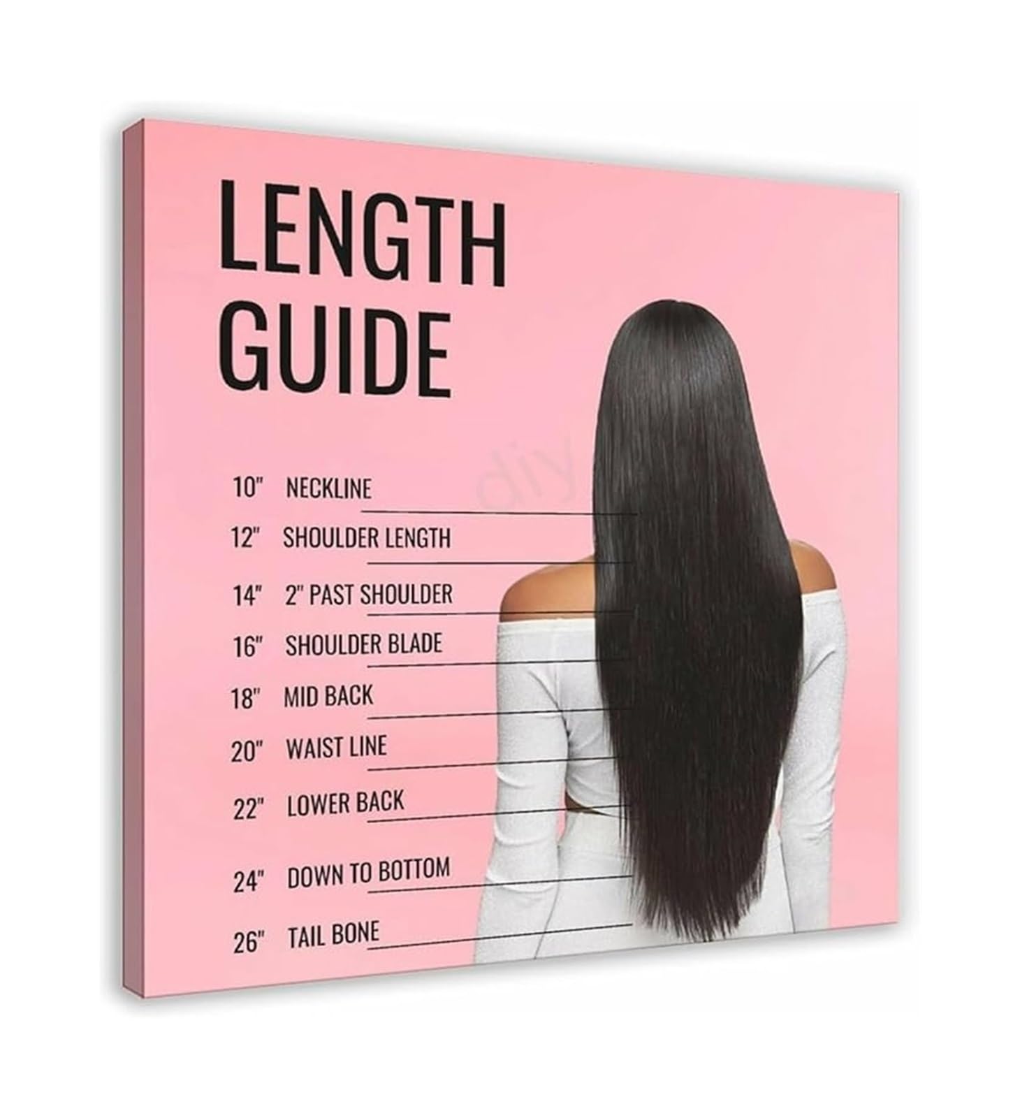AUOQKQUT Haircut Length Guide Chart Poster for Hairstylists and Clients Barber Salon Reference Hair Length Guide Canvas Wall-Art Unframed,16x24inch(40x60cm)