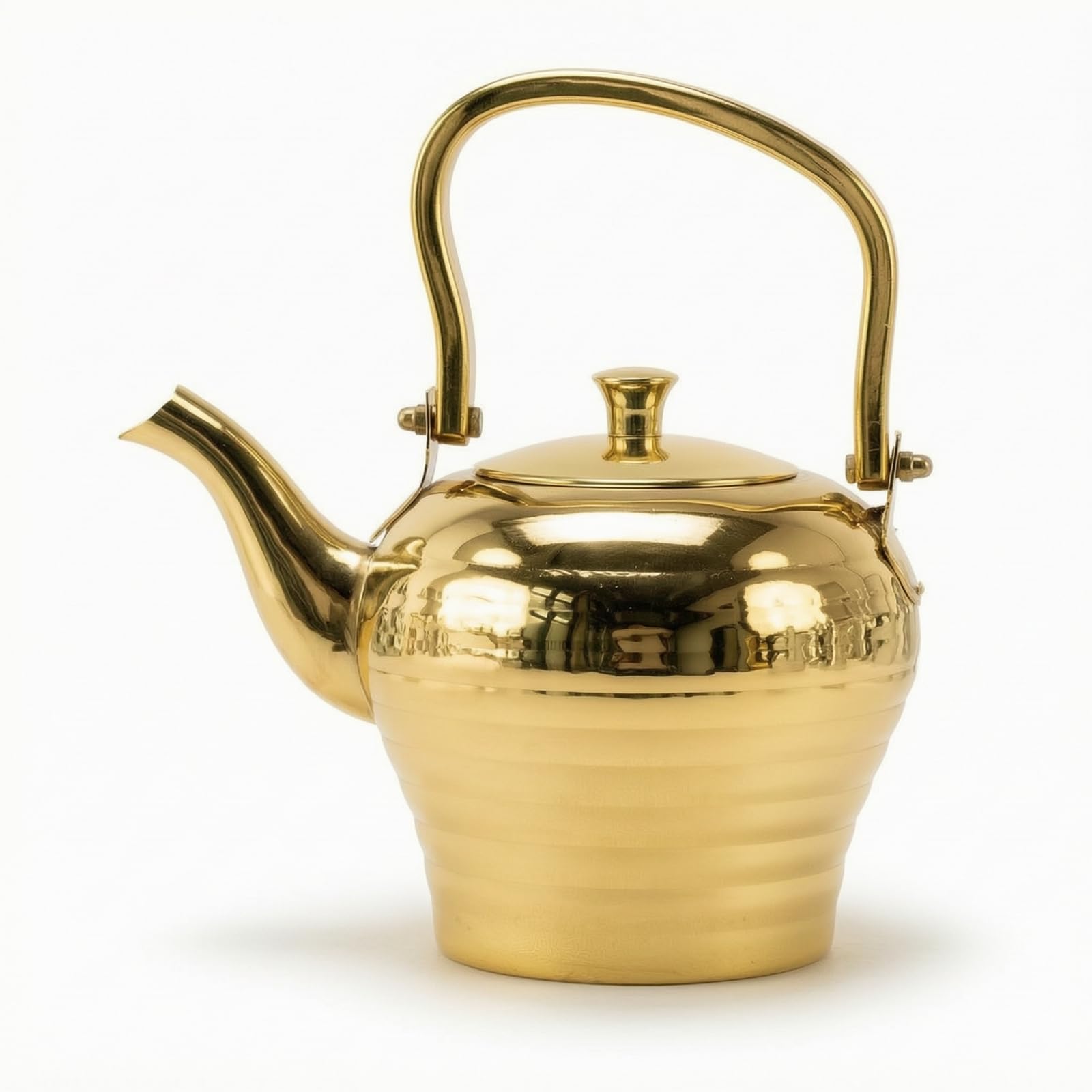 Colcolo Tetera de Acero Inoxidable Tetera Kettle Hervidor Jarro Compacto Cuerpo Redondeado Curvo y Tapa Extraíble Fácil de y Limpiar Adecuado para Mesa de, Dorado, 1.6L