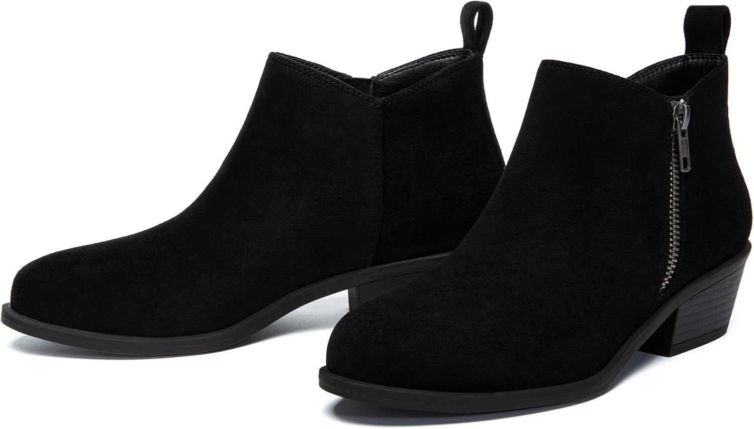 Athlefit Women's Ankle Boots Chunky Low Heel Comfortable Short Boots Round Toe Dress Booties with Side Zipper - Image 5