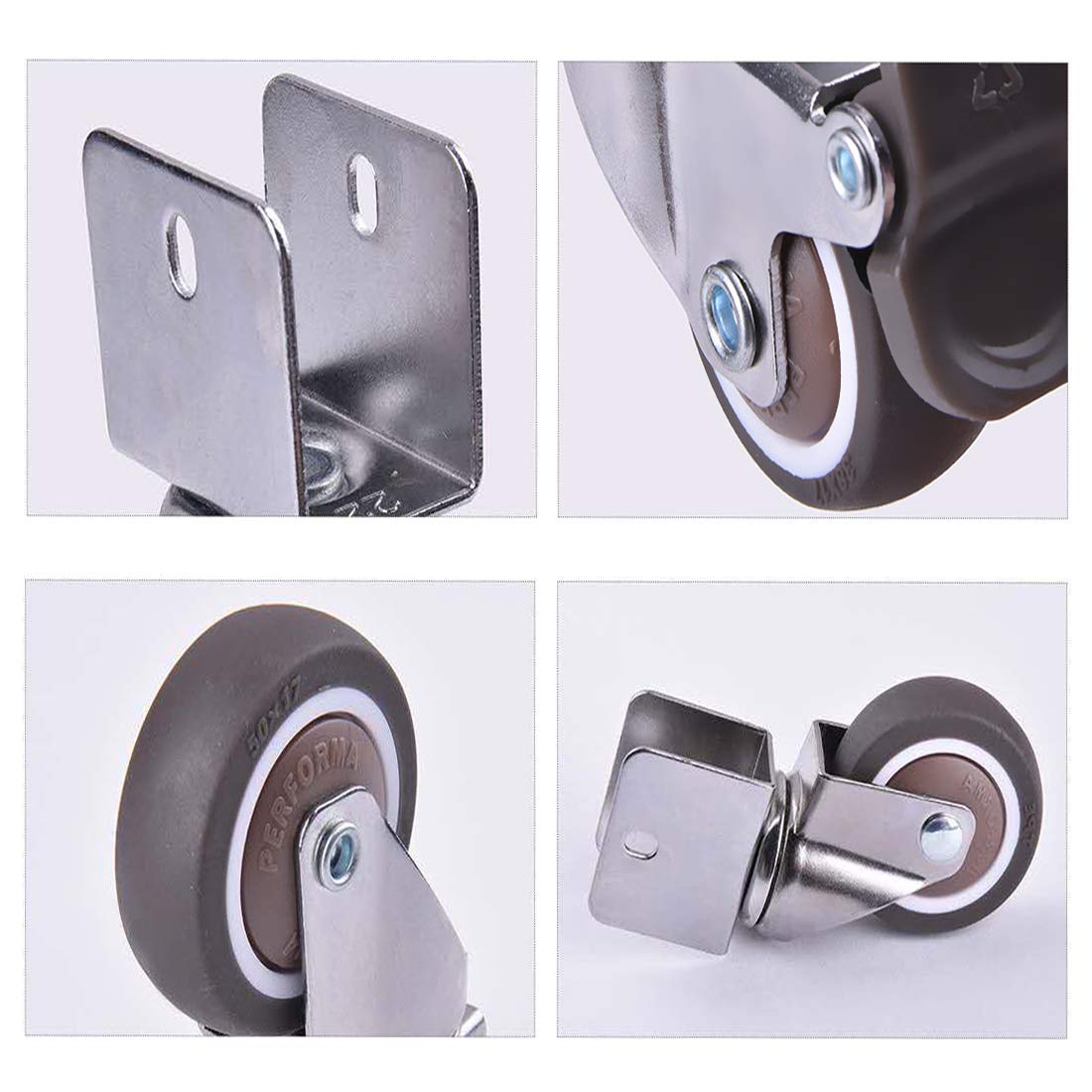 Ruedas giratorias de 1" y 25 mm, Ruedas para Muebles pequeños, Ruedas de Repuesto para Cuna de bebé, 4 Piezas (Freno de 16 mm/0,6 Pulgadas) (Freno + Universal de 18 mm/0,7 Pulgadas)
