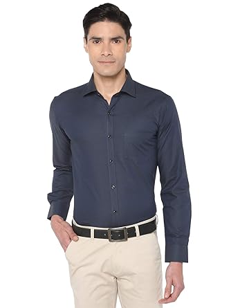 Men's DarkBlue Slim Fit Cotton Dobby Formal Shirt