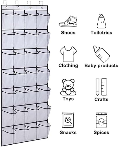 Miniatura 2 de Zapatero para colgar sobre la puerta, con bolsillos transparentes, organizador de zapatos para colgar zapatos, resistente para colgar en el armario,