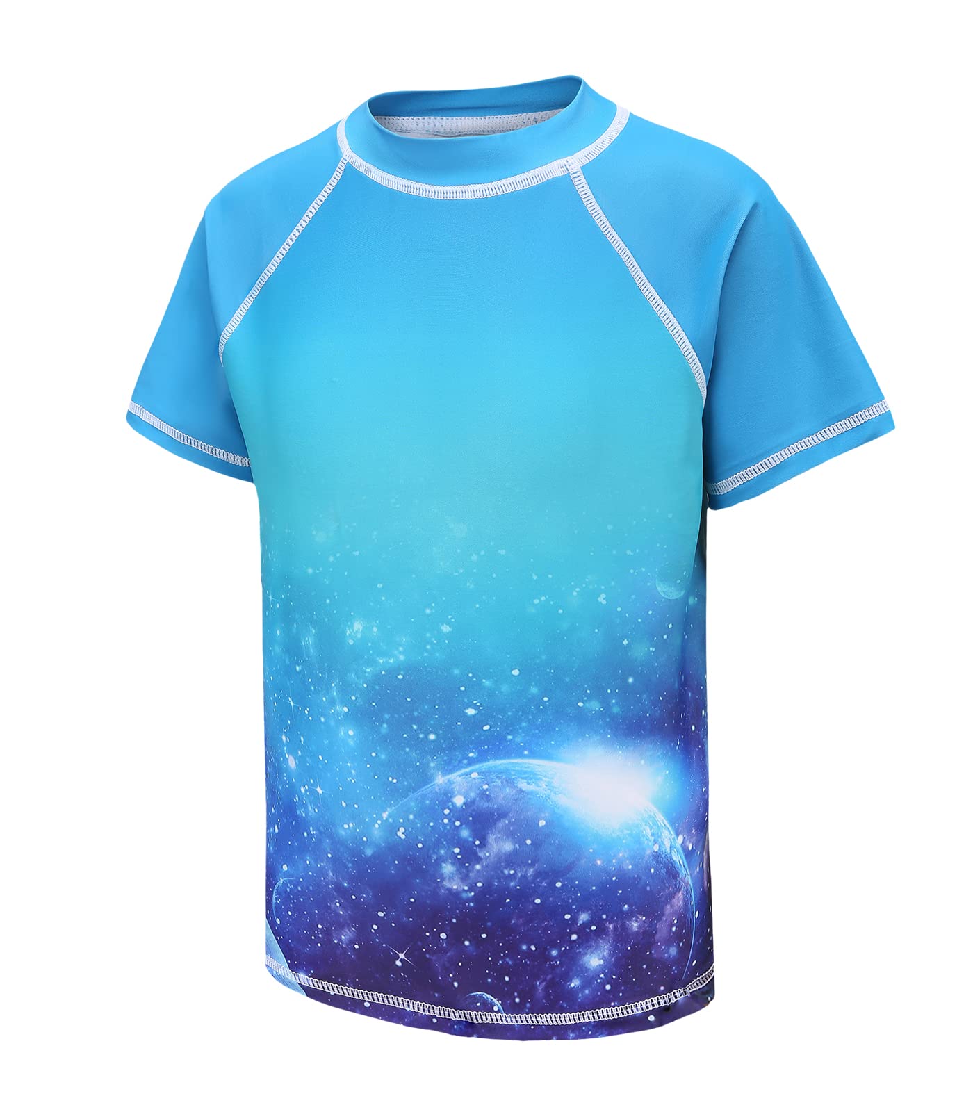 Aisyee T Shirt de Bain Anti UV Garcon à Manches Courtes Maillot de Bain à séchage Rapide Enfant 5-16 Ans